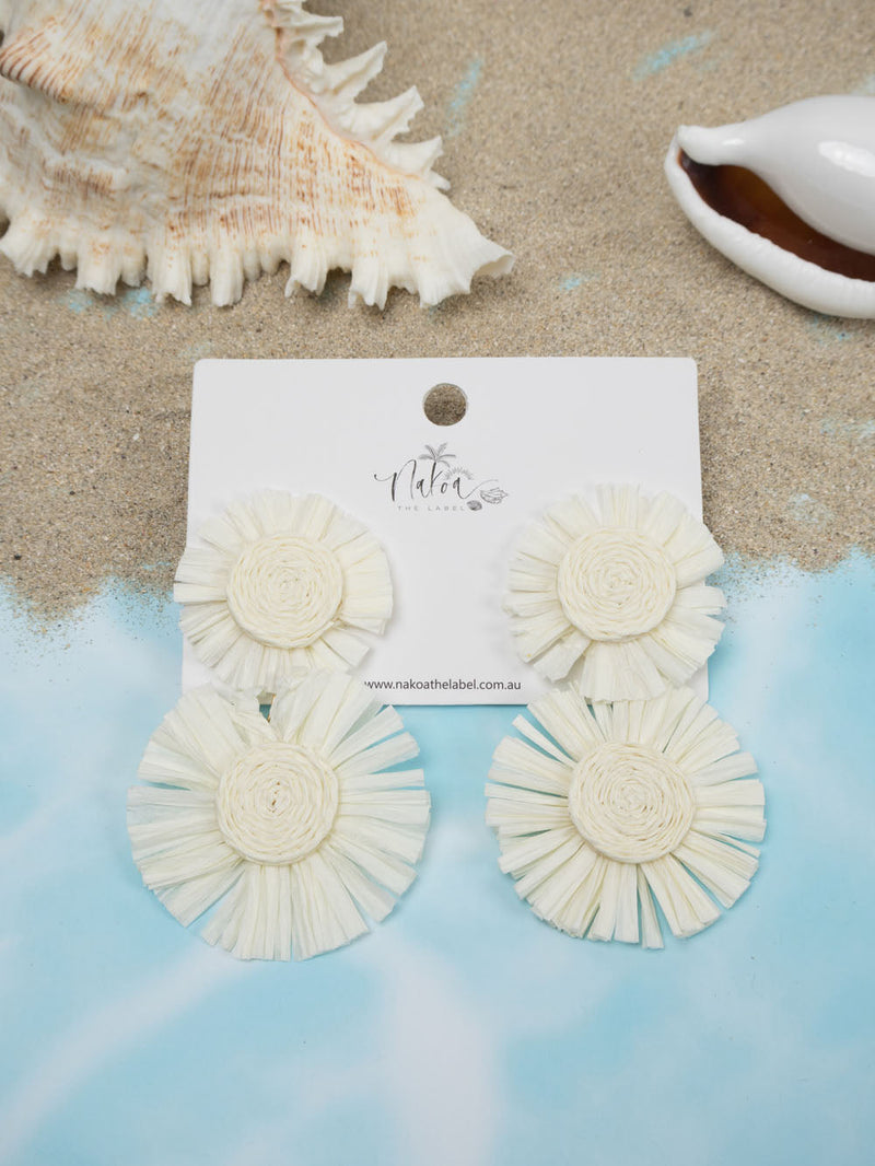 Sun-Kissed Raffia Earrings - Ivory