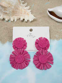 Sun-Kissed Raffia Earrings - Bubblegum Pink