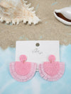 Tropics Beaded Raffia Earrings - Marshmallow Pink