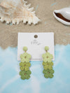 Flower Trio Raffia Earrings - Green