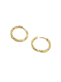 Waterproof 18K Gold Plated Stainless Steel Earrings - Hammered Huggies 21mm