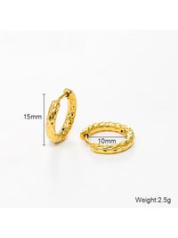 Waterproof 18K Gold Plated Stainless Steel Earrings - Irregular Thin Huggies 15mm