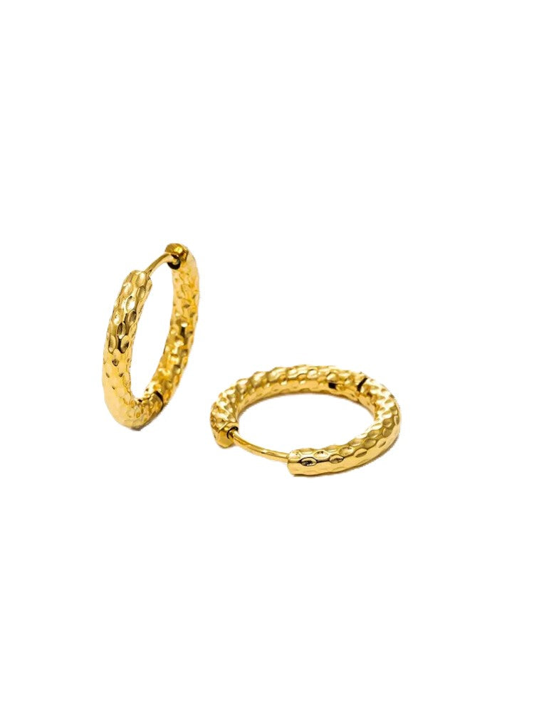 Waterproof 18K Gold Plated Stainless Steel Earrings - Irregular Thin Huggies 17mm