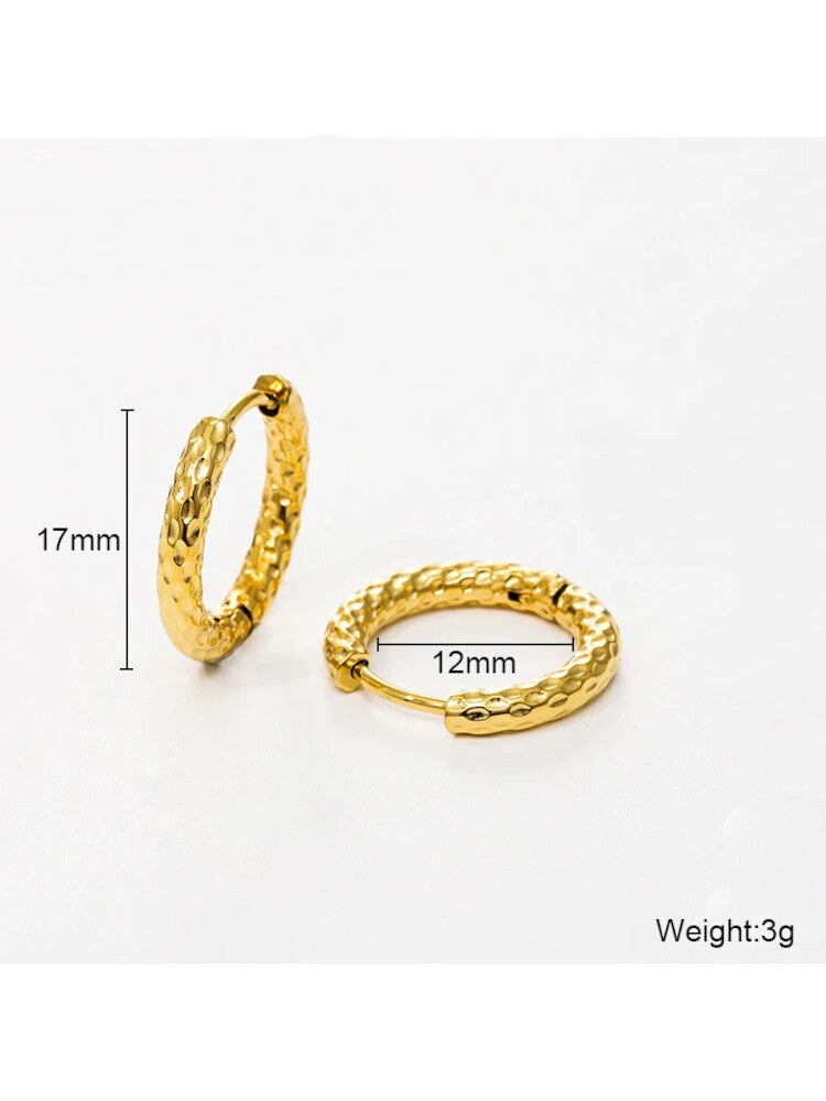 Waterproof 18K Gold Plated Stainless Steel Earrings - Irregular Thin Huggies 17mm