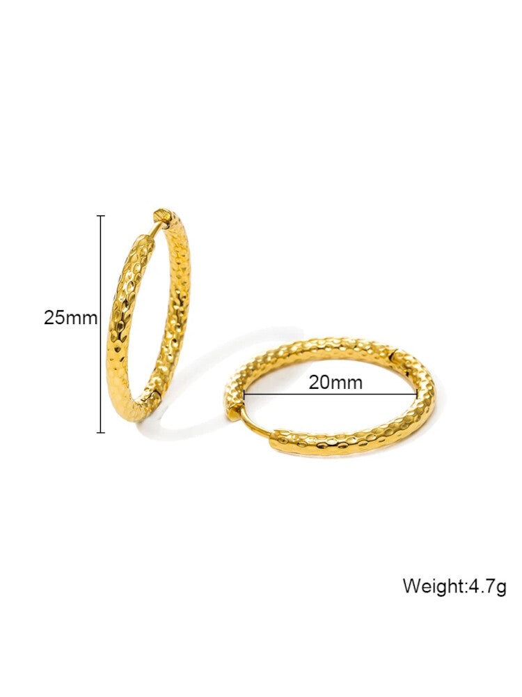Waterproof 18K Gold Plated Stainless Steel Earrings - Irregular Thin Huggies 25mm