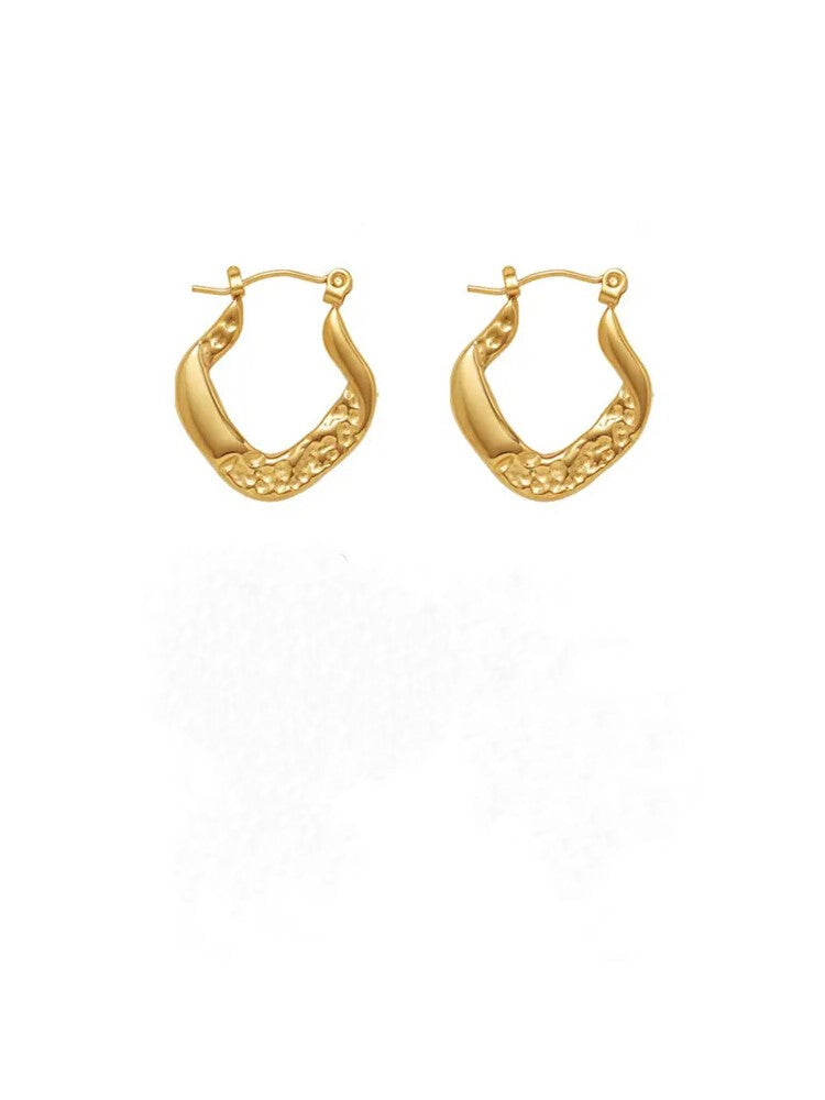 Waterproof 18K Gold Plated Stainless Steel Earrings - Vintage Hoop