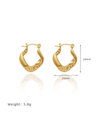 Waterproof 18K Gold Plated Stainless Steel Earrings - Vintage Hoop