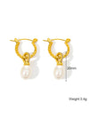 Waterproof 18K Gold Plated Stainless Steel Earrings - Elegant Pearl Hoop