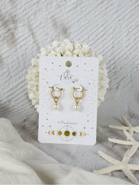 Waterproof 18K Gold Plated Stainless Steel Earrings - Elegant Pearl Hoop