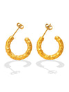 Waterproof 18K Gold Plated Stainless Steel Earrings - Hammered Stud