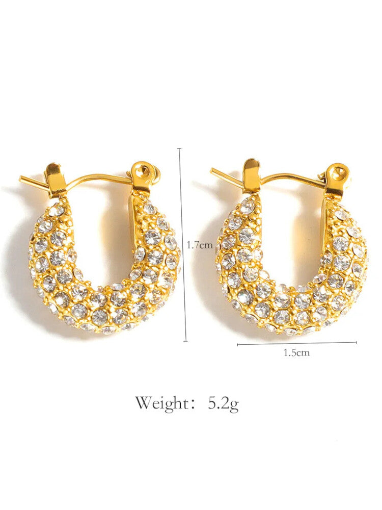 Waterproof 18K Gold Plated Stainless Steel Earrings - Glitzy Hoop