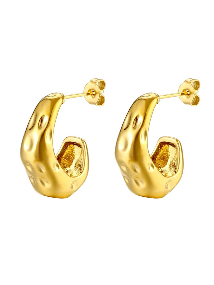 Waterproof 18K Gold Plated Stainless Steel Earrings - Chunky Hoop
