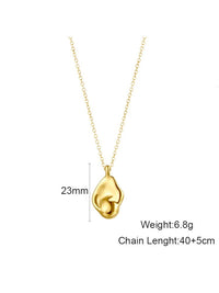 Waterproof 18K Gold Plated Stainless Steel Necklace - Irregular Hammered Waterdrop