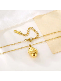 Waterproof 18K Gold Plated Stainless Steel Necklace - Irregular Hammered Waterdrop