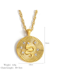 Waterproof 18K Gold Plated Stainless Steel Necklace - Sunburst Snake