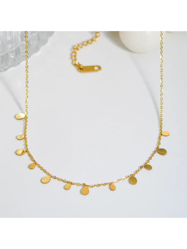 Waterproof 18K Gold Plated Stainless Steel Necklace - Waterdrop