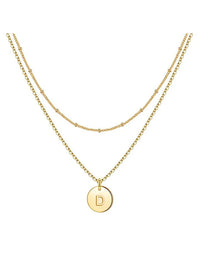 Waterproof 18K Gold Plated Stainless Steel Necklace - Dainty Double Layer Initial A-Z Pack