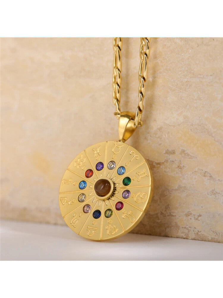 Waterproof 18K Gold Plated Stainless Steel Necklace - Zodiac Sign