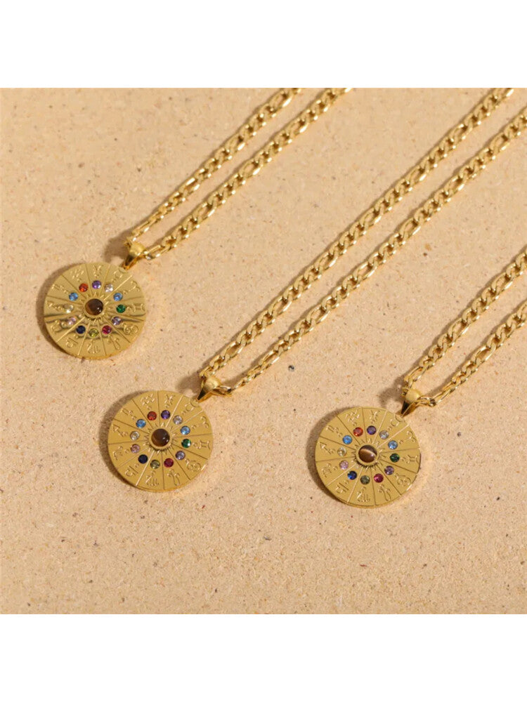 Waterproof 18K Gold Plated Stainless Steel Necklace - Zodiac Sign