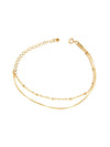 Waterproof 18K Gold Plated Stainless Steel Bracelet - Double Layer Beaded Ball Chain