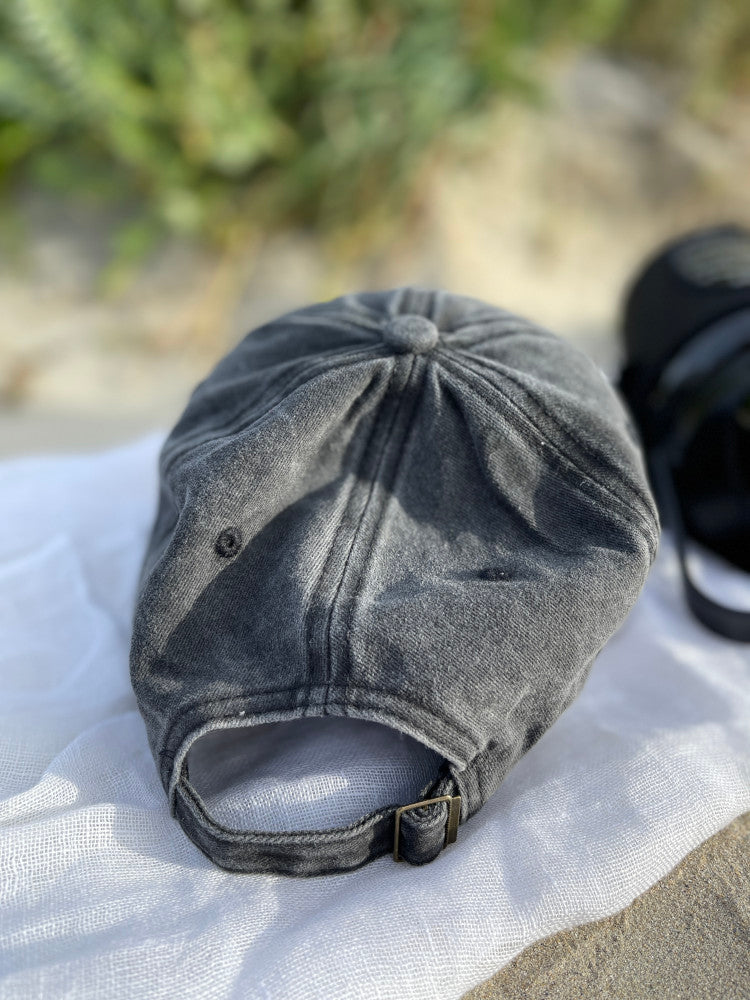 Vintage Washed Cap - 100% Cotton - Byron Bay - Black