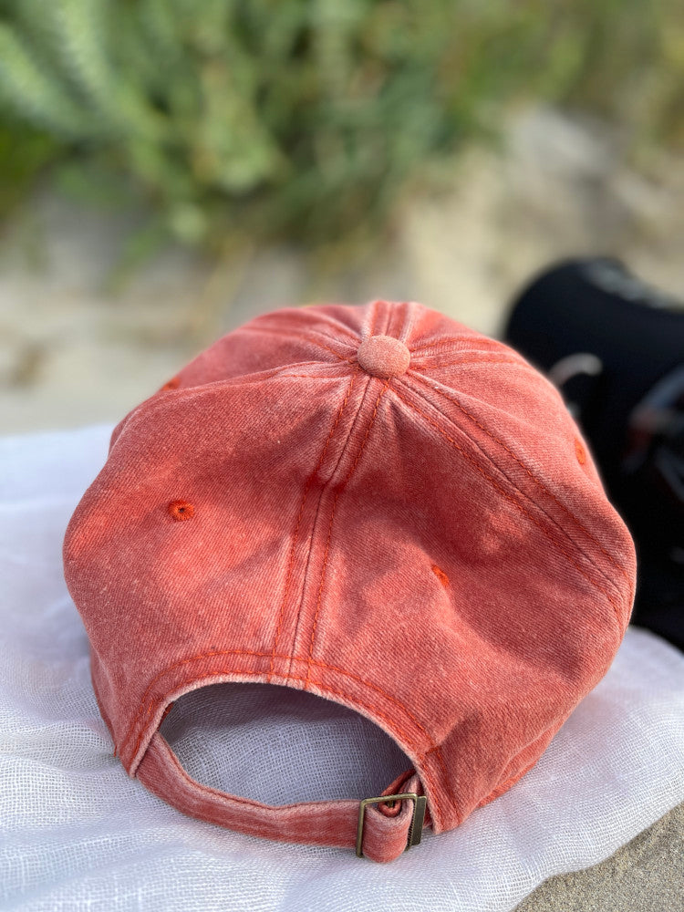 Vintage Washed Cap - 100% Cotton - Byron Bay - Burnt Orange