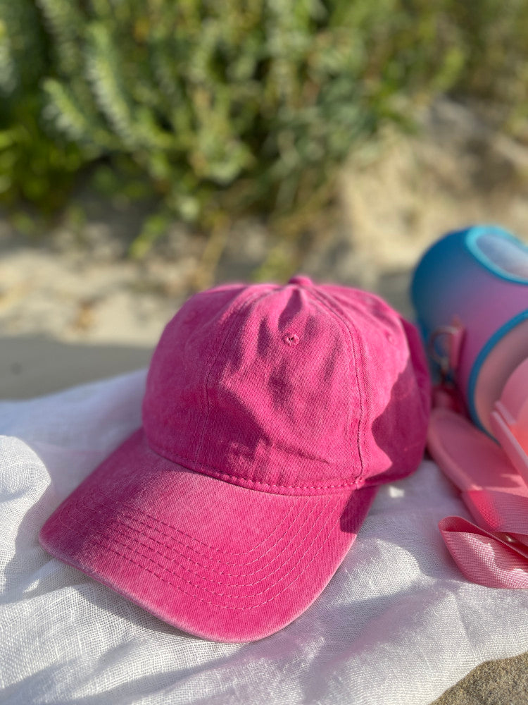 Vintage Washed Cap - 100% Cotton - Byron Bay - Bubblegum Pink