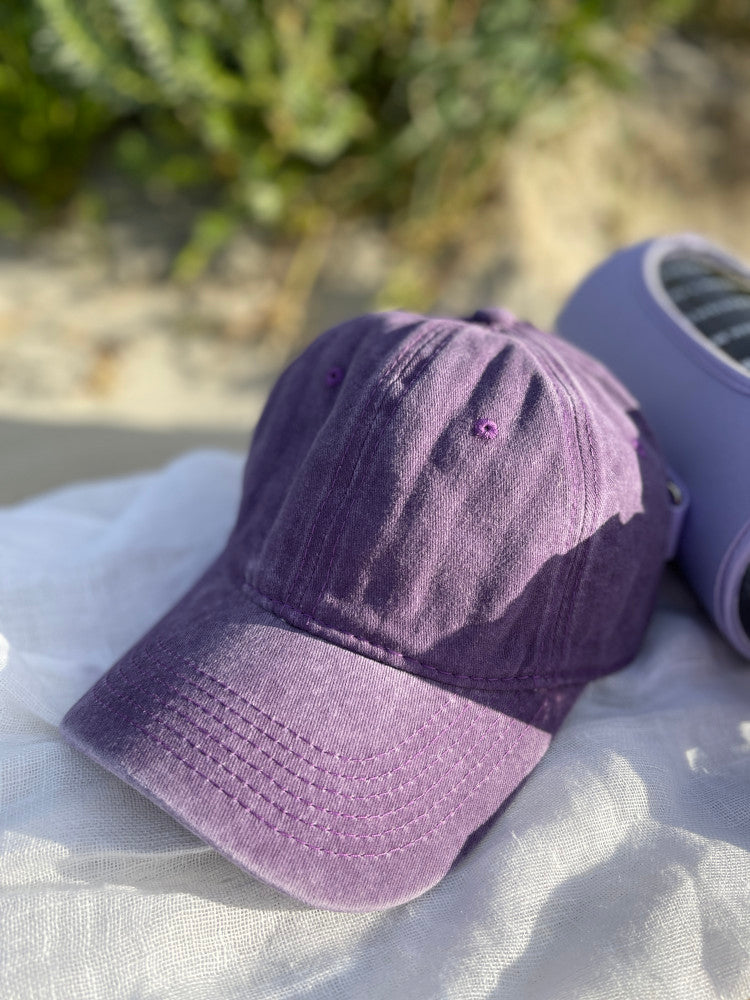 Vintage Washed Cap - 100% Cotton - Byron Bay - Purple