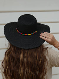 Floppy Beaded Sun Hat - Cancun - Black