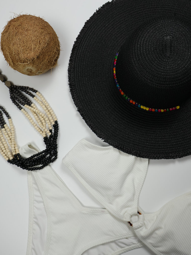 Floppy Beaded Sun Hat - Cancun - Black
