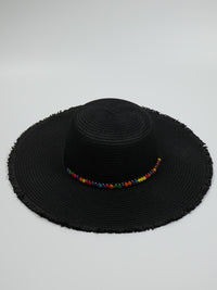 Floppy Beaded Sun Hat - Cancun - Black