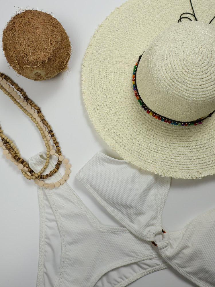 Floppy Beaded Sun Hat - Cancun - Ivory