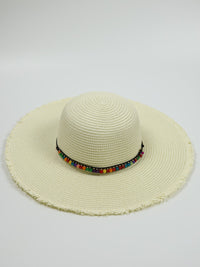 Floppy Beaded Sun Hat - Cancun - Ivory