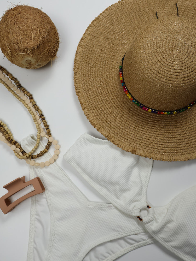 Floppy Beaded Sun Hat - Cancun - Natural