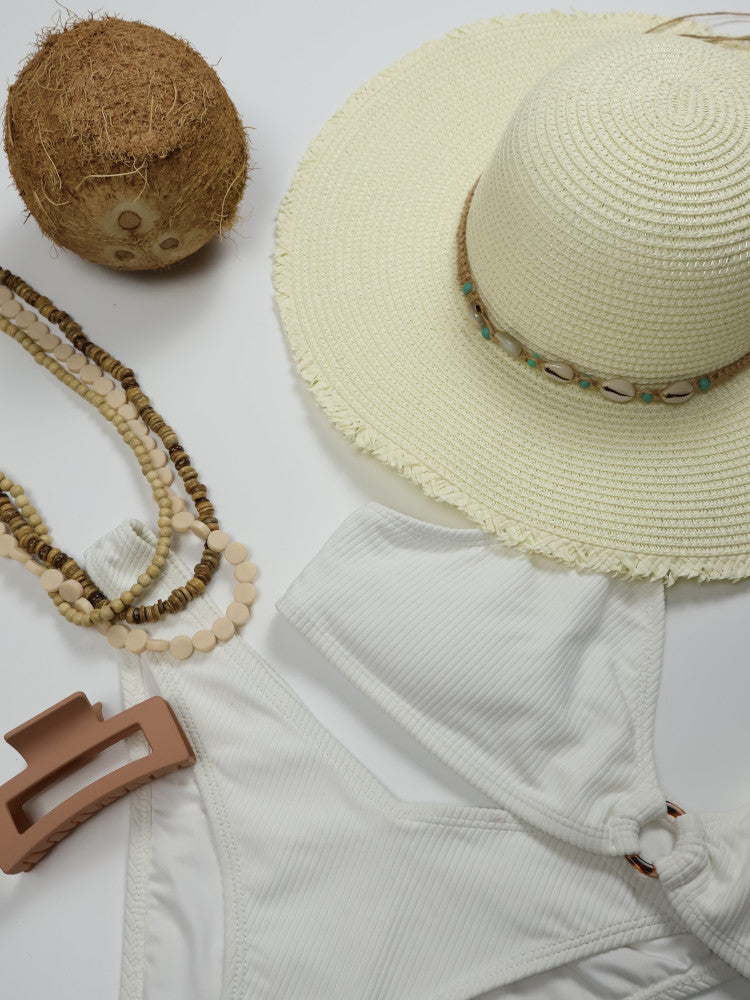 Floppy Cowrie Shell Sun Hat - Seychelles - Ivory