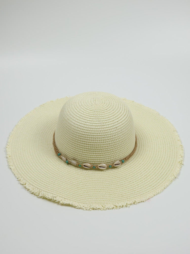 Floppy Cowrie Shell Sun Hat - Seychelles - Ivory