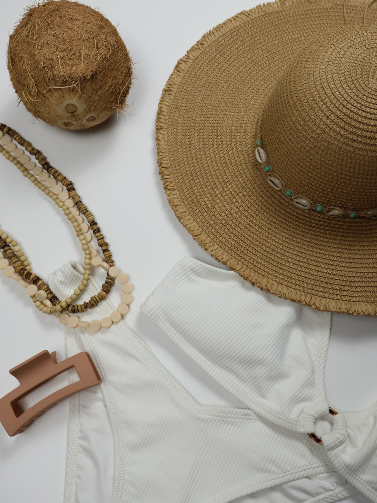 Floppy Cowrie Shell Sun Hat - Seychelles - Natural