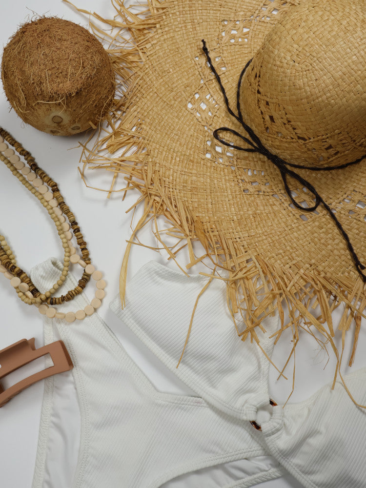 Floppy Frayed Raffia Sun Hat - Barbados - Natural