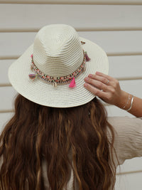 Fedora Shell + Tassel Sun Hat - Ibiza - Ivory