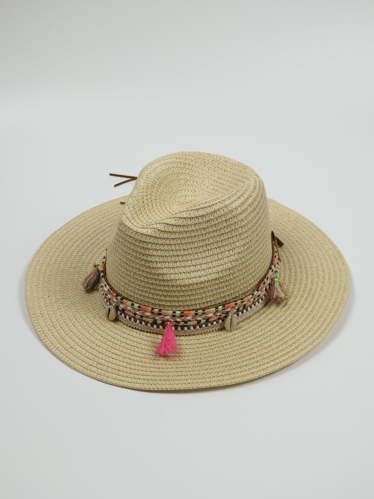 Fedora Shell + Tassel Sun Hat - Ibiza - Sand