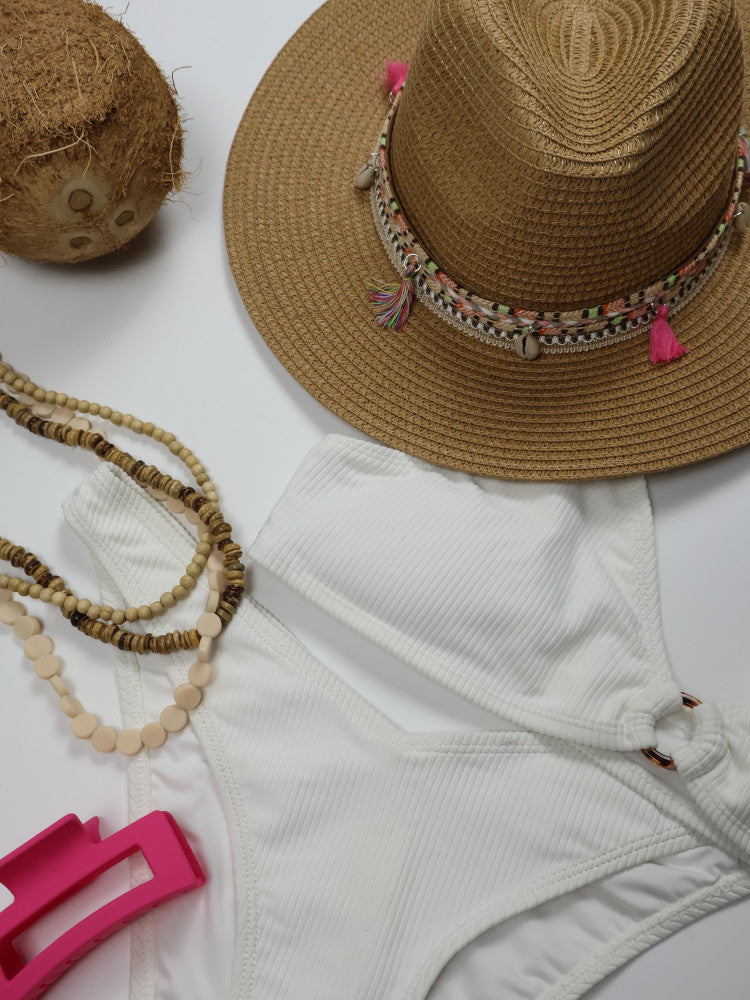 Fedora Shell + Tassel Sun Hat - Ibiza - Natural