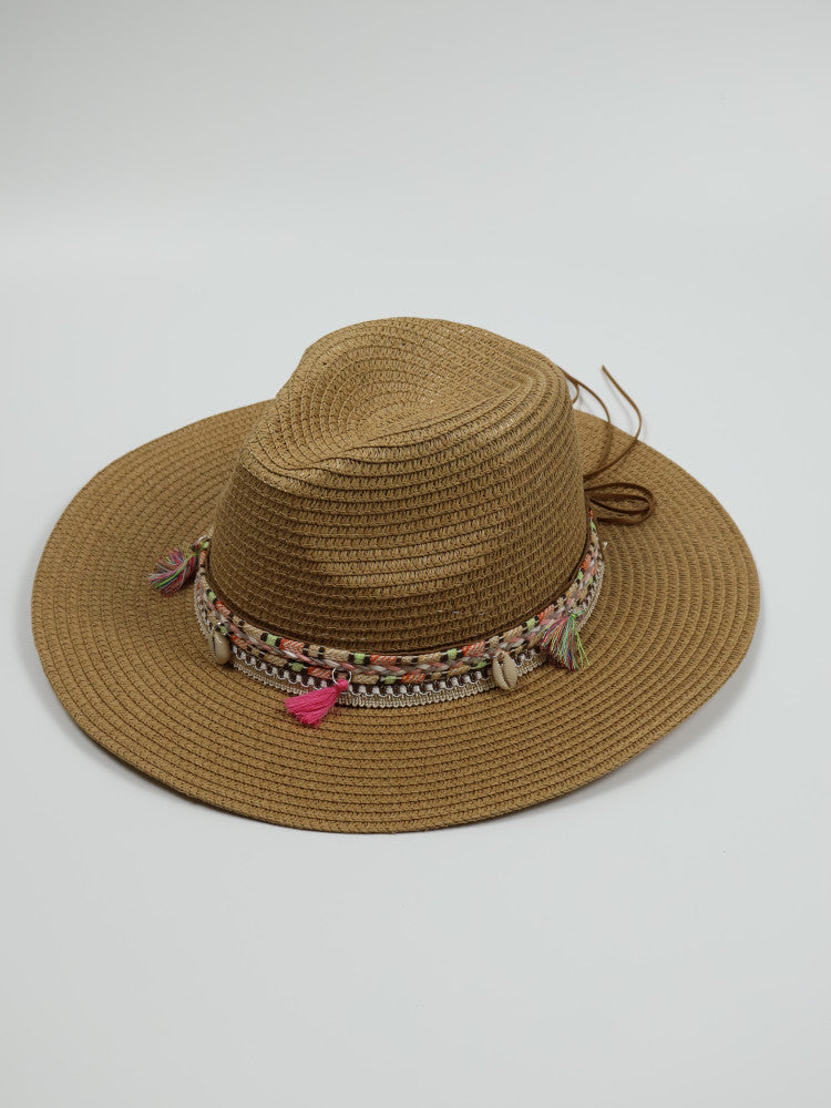 Fedora Shell + Tassel Sun Hat - Ibiza - Natural