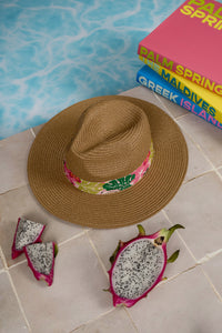 Fedora Sun Hat - Saint Tropez - Tropical Leaves