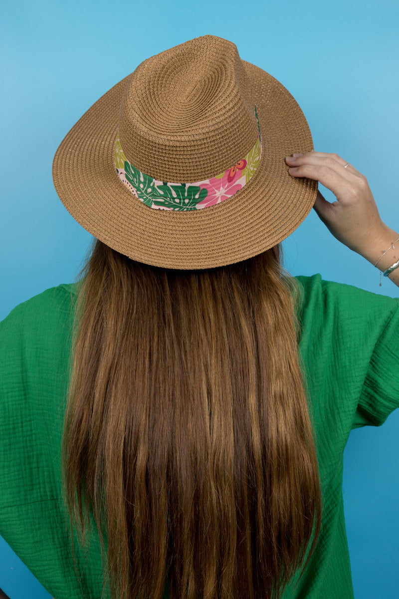 Fedora Sun Hat - Saint Tropez - Tropical Leaves