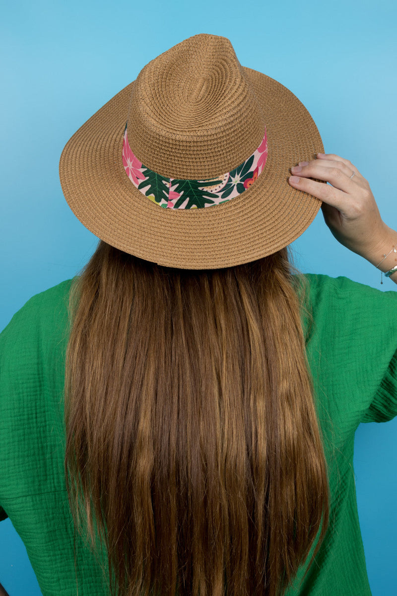 Fedora Sun Hat - Saint Tropez - Tropical Leaves