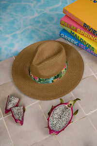 Fedora Sun Hat - Saint Tropez - Frangipanis + Tropical Leaves