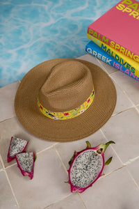 Fedora Sun Hat - Saint Tropez - Birds + Tropical Flowers