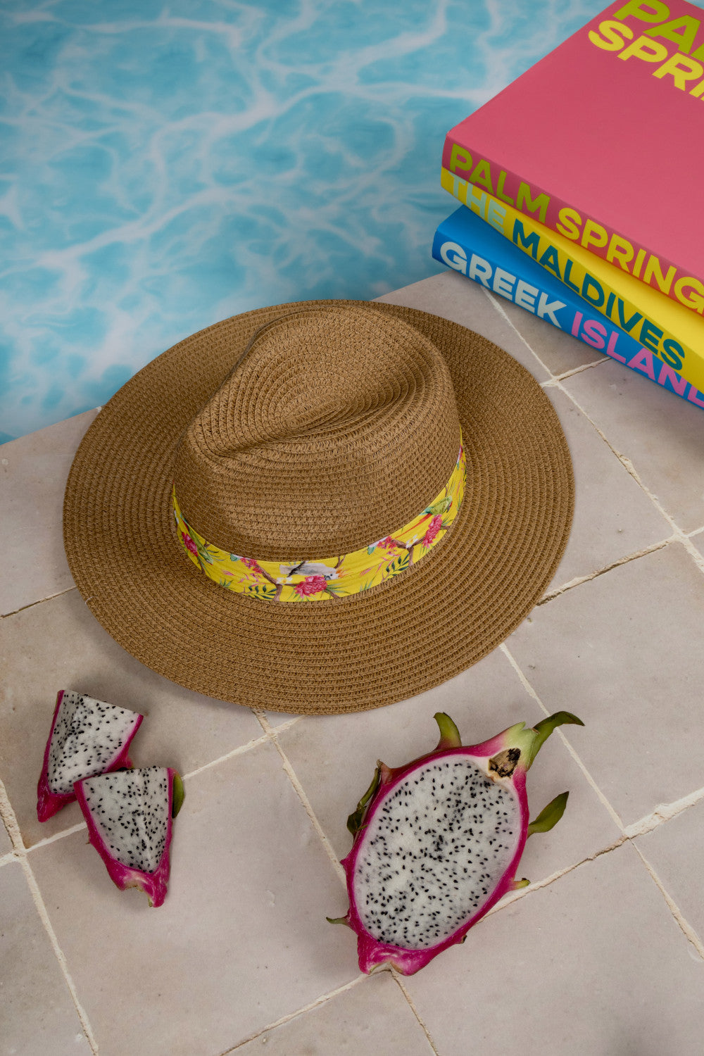 Fedora Sun Hat - Saint Tropez - Birds + Tropical Flowers