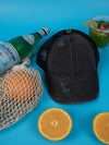 Vintage Washed Cap - 100% Cotton - Byron Bay - Ponytail Cap - Black
