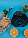 Vintage Washed Cap - 100% Cotton - Byron Bay - Ponytail Cap - Black